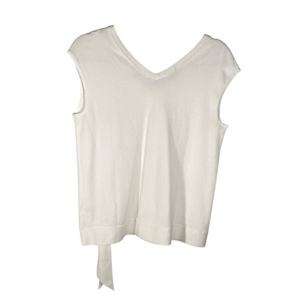 Talbots Womens White V-Neck Sleeveless knot Top Side Tie Detail NWT women's S - Picture 2 of 8